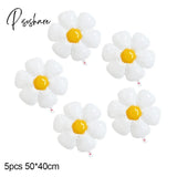 2/3/5Pcs White Daisy Flower Foil Balloon Plumeria Helium Ball Wedding Kids Birthday Party