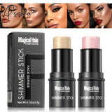 2 Colors Highlighter Makeup Glitter Contouring Bronzer For Face Shimmer Powder Creamy Texture