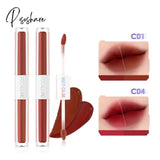 2 In 1 Dual Head Ultralight Misty Velvet Lip Gloss Non-cracking Anti-transfer Long-Lasting Waterproof Liquid Lipstick