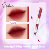 2 In 1 Dual Head Ultralight Misty Velvet Lip Gloss Non-Cracking Anti-Transfer Long-Lasting