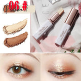 2 In 1 Eyeshadow Stick Double Color Lazy Gradient Velvet Eye Shadow Pencil Waterproof Shimmer Korea