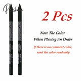 2 Pcs Long-Lasting Eye Liner Pencil Waterproof Pigment Blue Brown Black Eyeiner Pen Women Fashion