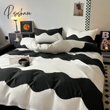 2023 New Upgraded Simple Nordic Style Cotton Bedding Black And White Series Men’s Four-Piece Set