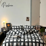 2023 New Upgraded Simple Nordic Style Cotton Bedding Black And White Series Men’s Four-Piece Set