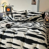 2023 New Upgraded Simple Nordic Style Cotton Bedding Black And White Series Men’s Four-Piece Set