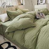 2023 Nordic Simple Washed Cotton 4-Piece Set Japanese Super Soft Bed Sheet 3Pcs Comforter Bedding