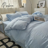 2023 Nordic Simple Washed Cotton 4-Piece Set Japanese Super Soft Bed Sheet 3Pcs Comforter Bedding