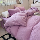 2023 Nordic Simple Washed Cotton 4-Piece Set Japanese Super Soft Bed Sheet 3Pcs Comforter Bedding