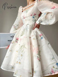 2023 Summer Korean Fashion Y2K Mini Dress Woman Beach Chiffon Elegant Floral Sundress Party Casual