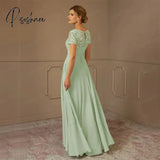 2024 Chiffon Wedding Party Dress Lace A-Line Mother Of The Bride Dresses For Weddings Scoop Neck