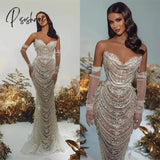 2024 Exquisite Mermaid Evening Dresses V-Neck Sleeveless Appliques Floor Length 3D Lace Hollow Prom