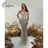 2024 Exquisite Mermaid Evening Dresses V-Neck Sleeveless  Appliques Floor Length 3D Lace Hollow Prom Dress Gowns Party Dress