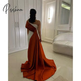 2024 New Elegant Contrast Straight Evening Gown Women’s One Shoulder Pleated Party Floor Length