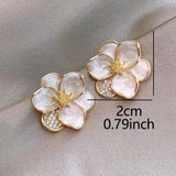 Pretty Sweet Flower Design Stud Earrings Zinc Alloy Jewelry Elegant Simple Style For Women Daily Dating Earrings