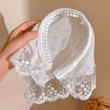 [Chic Sun Protection Triangle Scarf] Elegant Lace Knit Triangle Scarf - Chic Sun Protection Headband for Women, Cute & Sweet Style, Summer, Dopamine, Hairband