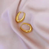 1 Pair, Vintage & Simply Style, Golden Glossy Hoop Earrings For Ladies, Fashion Temperament Zinc Alloy Ear Buckles For Banquet & Daily Wear, Perfect Gift