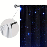 2pcs Galaxy Window Curtains - Starry Sky Rod Pocket Drapes For Room, Kitchen, Study, Bedroom, Living Room, And Playroom - Soft And Stylish Window Treatment