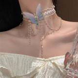 [Chic Resin Lace Butterfly Armlet] Elegant Lace Butterfly Tassel Armlet - Chic Resin Leg Chain for Casual Attire