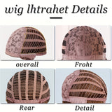 24-Inch Women's Wig with Red Highlights & Black Wavy Long Curly Hair, Heat-Resistant Synthetic Fiber, Elegant Golden Chain & Pearl Accents, Perfect for Parties, Cosplay, and Casual Attire, All Head Sizes Rose Net Cap, Fashion