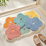Soft Absorbent Polyester Floral Bathroom Rug Mat - Non-Slip Comfortable Bath Mat for Floor, Sink, Bathtub, Shower - Ideal for Spring Decor and Christmas Gift, Christmas Decor