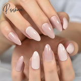 24 Pcs Multicolor Short Oval Press On Nail Tips Glossy Ladies Fingernails Fake Nails Art Uv Gel