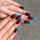 24 Pcs Pointed Tip Glossy Fake Fingernails Dark Gothic Halloween Makeup False Nail Tips Full Cover