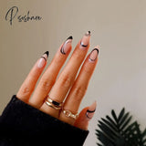 24 Pcs Pointed Tip Glossy Fake Fingernails Dark Gothic Halloween Makeup False Nail Tips Full Cover