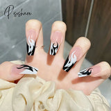 24 Pcs Pointed Tip Glossy Fake Fingernails Dark Gothic Halloween Makeup False Nail Tips Full Cover