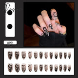 24 Pcs Pointed Tip Glossy Fake Fingernails Dark Gothic Halloween Makeup False Nail Tips Full Cover