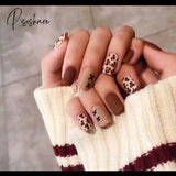 24 pieces Hot Sale Leopard Print Frosted 3D Fashion Sexy Style Long  Art Fake False Sticker for Nails Tips With Free Glue