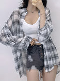 Plaid Print Button Front Shirt, Casual Long Sleeve Shirt For Spring & Fall, Women's Clothing