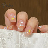 24P Cute Childlike Rainbow Nail Art Full Cover Artificial Fake Nails Wearing Reusable False