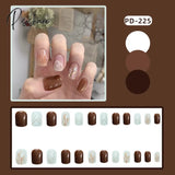 24P Cute Childlike Rainbow Nail Art Full Cover Artificial Fake Nails Wearing Reusable False