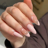 24Pcs/Box Detachable Almond False Nails Wearable French Stiletto Fake Full Cover Nail Tips Press On