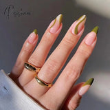 24Pcs/Box Detachable Almond False Nails Wearable French Stiletto Fake Full Cover Nail Tips Press On