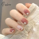 24Pcs/Box Detachable Fake Nails French Manicure Oval Head White And Silver Rim Design Artificial