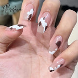 24Pcs/Box Detachable Fake Nails French Manicure Oval Head White And Silver Rim Design Artificial