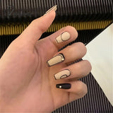 24Pcs/Box Detachable Fake Nails French Manicure Oval Head White And Silver Rim Design Artificial