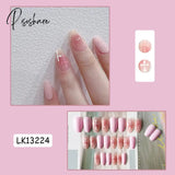 24Pcs/Box Sweet Short Round/Square Head False Nail Art Full Cover Detachable Artificial Fake Nails