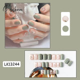 24Pcs/Box Sweet Short Round/Square Head False Nail Art Full Cover Detachable Artificial Fake Nails