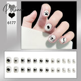 24Pcs/Box Sweet Short Round/Square Head False Nail Art Full Cover Detachable Artificial Fake Nails