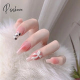 24Pcs/Box Sweet Short Round/Square Head False Nail Art Full Cover Detachable Artificial Fake Nails