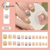 24Pcs/Box Sweet Short Round/Square Head False Nail Art Full Cover Detachable Artificial Fake Nails