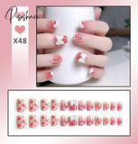 24Pcs/Box Sweet Short Round/Square Head False Nail Art Full Cover Detachable Artificial Fake Nails