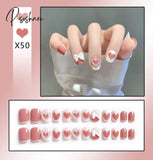 24Pcs/Box Sweet Short Round/Square Head False Nail Art Full Cover Detachable Artificial Fake Nails