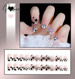 24Pcs/Box Sweet Short Round/Square Head False Nail Art Full Cover Detachable Artificial Fake Nails