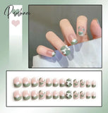 24Pcs/Box Sweet Short Round/Square Head False Nail Art Full Cover Detachable Artificial Fake Nails