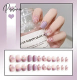 24Pcs/Box Sweet Short Round/Square Head False Nail Art Full Cover Detachable Artificial Fake Nails