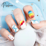 24PCS Child Small False Nail Little Fingers Fake Nail Little Miss Short Nails Girl Full Cover Fake Nail Lovely Cartoon Nail