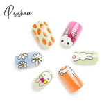 24Pcs Child Small False Nail Little Fingers Fake Miss Short Nails Girl Full Cover Lovely Cartoon